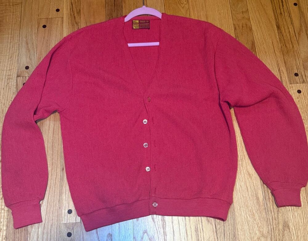 Vintage Sears Kings Road Cardigan Womens XL Button Front Knit Sweater Retro